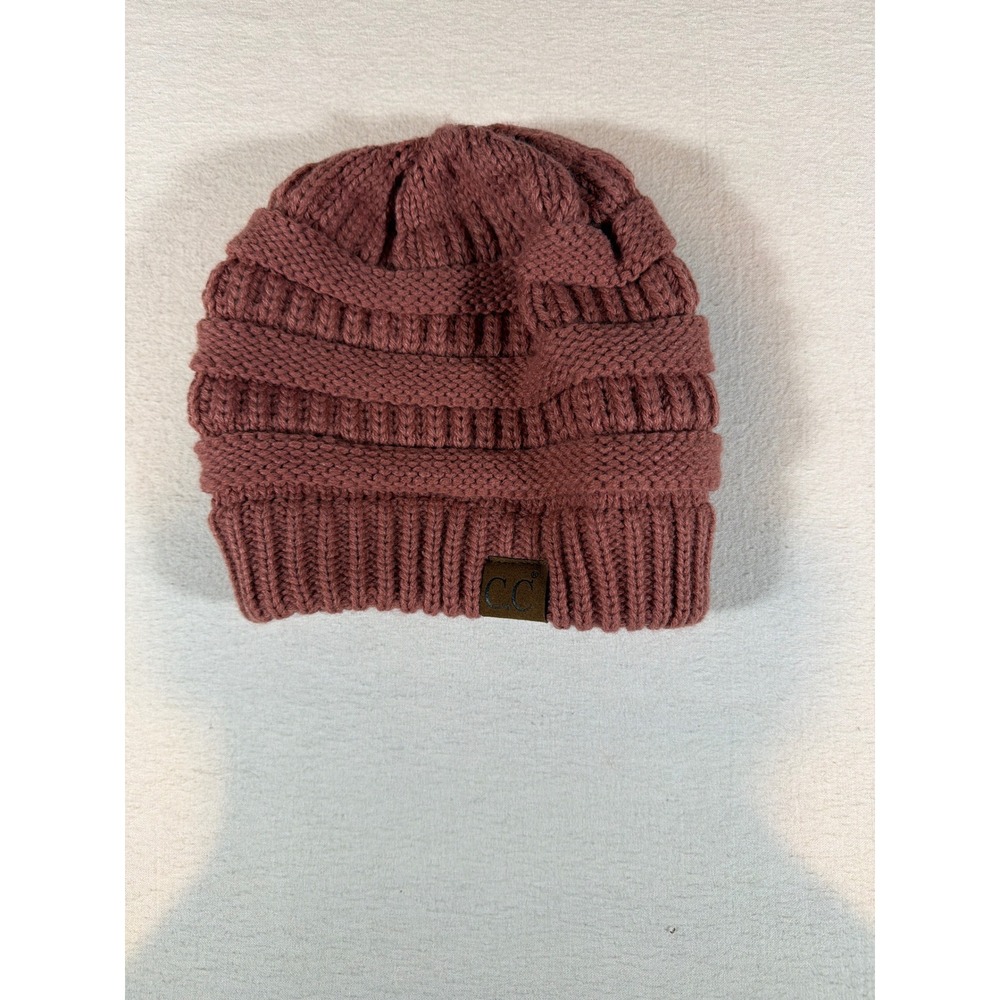 C.C Beanie Women Burgundy Chunky Cable Knit Hat Slouchy Ribbed Winter Cap Maroon